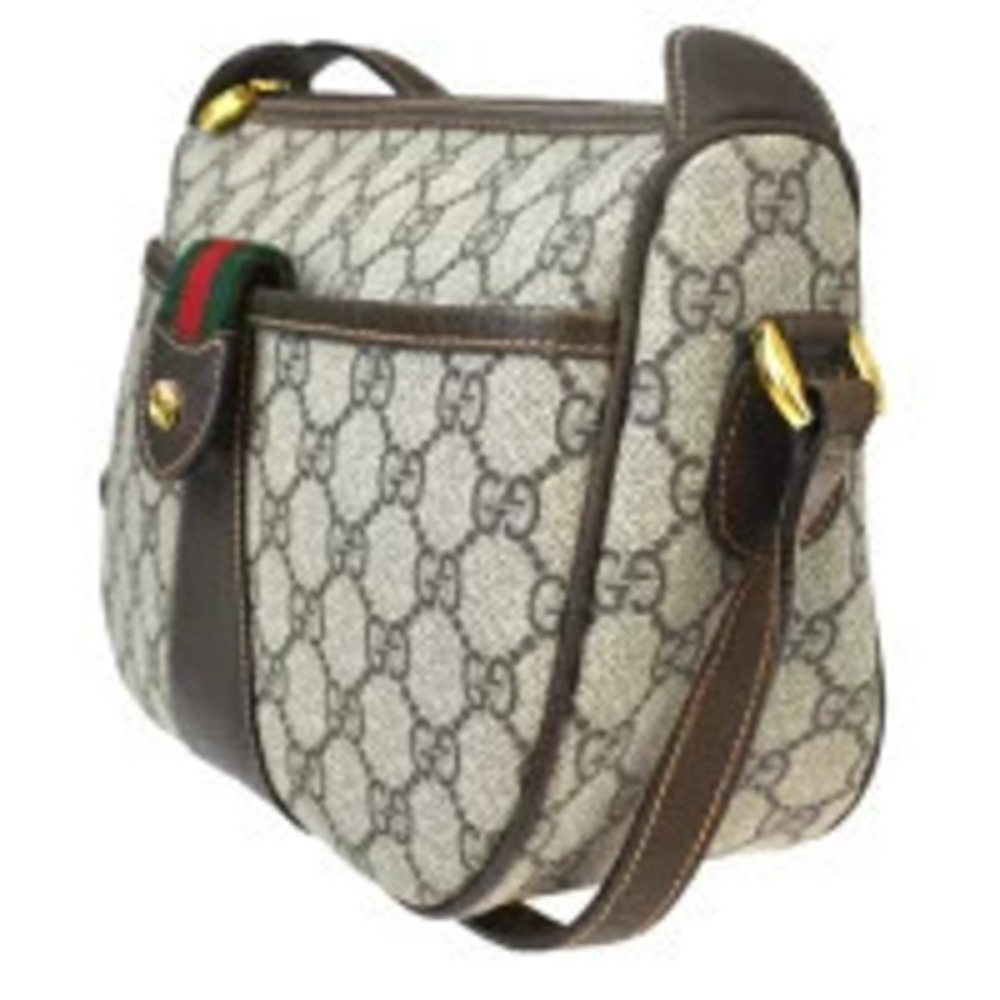 Gucci Green Brown Shoulder Interlocking Sherry GG Bag Leather Red Brown Red